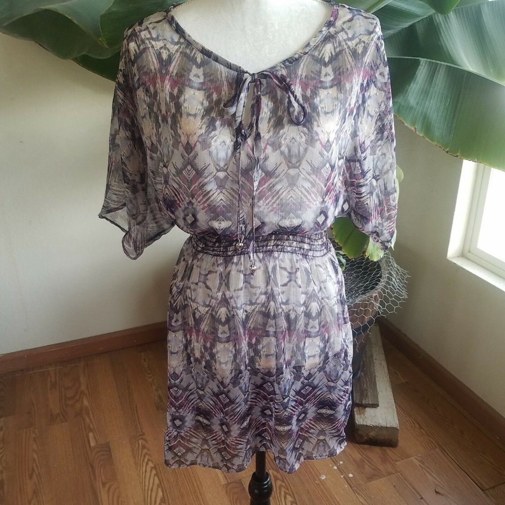 Duo Womans Medium Swimsuit Cover Up Gray Purple On